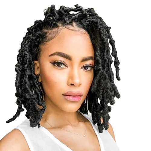 Miniatura 12 de Niseyo 6 paquetes de trenzas de ganchillo suaves de mariposa de 10 pulgadas, hechas a mano, preenlazadas, color negro oscuro, trenzas de mariposa