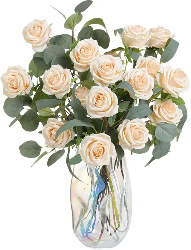 Miniatura 9 de Serra Flora 10 piezas de flores artificiales de seda sintética para jarrón, mini crisantemos falsos a granel para interiores con tallos para centros