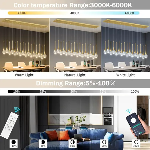 Miniatura 5 de 16 Luces Moderna Lámpara de Techo de Cristal con Diseño Glam para Techos Altos, Lámpara Colgante LED Regulable para Escalera, Vestíbulo, Entrada