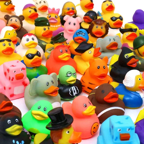 Miniatura 9 de XY-WQ Paquete de 200 patos de goma para Jeeps Ducking, pato flotante a granel de 2.3 pulgadas para niños, surtido de juguetes de baño para bebés