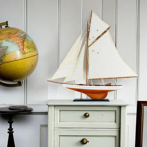 Miniatura 5 de NAUTIMALL 25 "Velero de madera modelo clásico Columbia America's Cup Ship Nautical Yate Sailboat Decor