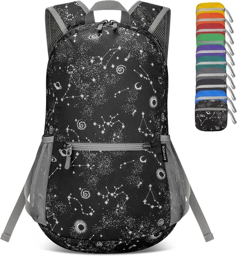 Miniatura 26 de ZOMAKE Mochila ultra ligera y compactable Mochila de senderismo resistente al agua, Mochila pequeña Mochila de camping al aire libre plegable y Negro