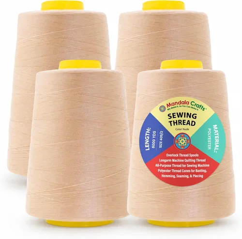 Miniatura 105 de Mandala Crafts 4 Pack of Serger Threads Cones Spools - 20S/2 24000 Yards Polyester Baby Blue Threads for Sergers Machine and Overlock Quilting