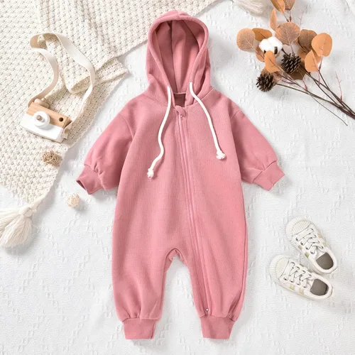 Miniatura 3 de Unutiylo Enterizo unisex de manga larga con cremallera y capucha para bebés y niñas