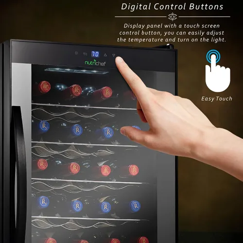 Miniatura 6 de Nutrichef Refrigerador de vino de 24 botellas Enfriador de vino de una sola zona Control de temperatura ajustable de 41 °F a 64 °F