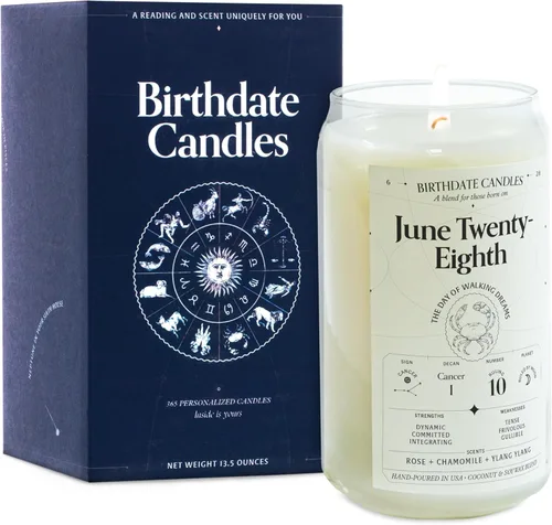 Miniatura 200 de Velas con fecha de nacimiento, 28 de octubre, velas perfumadas del zodiaco de Escorpio, regalo de cumpleaños, aroma a bergamota, canela y caoba