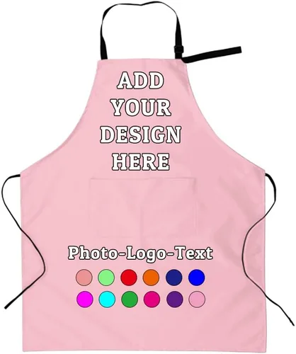 Miniatura 12 de Delantal personalizado para adultos, delantales personalizados con bolsillos, añade tu logotipo y foto, delantal impermeable ajustable personalizado