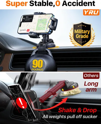 Miniatura 4 de [Antivibración de grado militar y succión giratoria de 360°] Soporte de montaje para teléfono de coche mejorado 2026 【90+ libras el más seguro