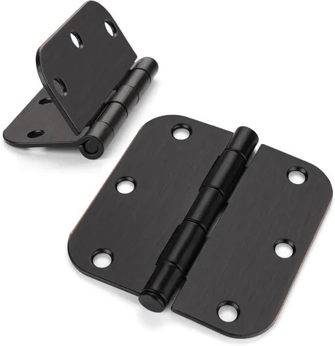 Miniatura 8 de Haidms Paquete de 24 bisagras de puerta color negro mate sin chirridos de 3.5 pulgadas, bisagras de puerta interior redondeadas con pin extraíble