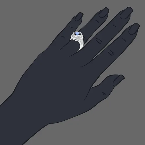 Miniatura 5 de 2 cttw Anillo de zafiro azul creado en latón con baño de rodio redondo 10 MM