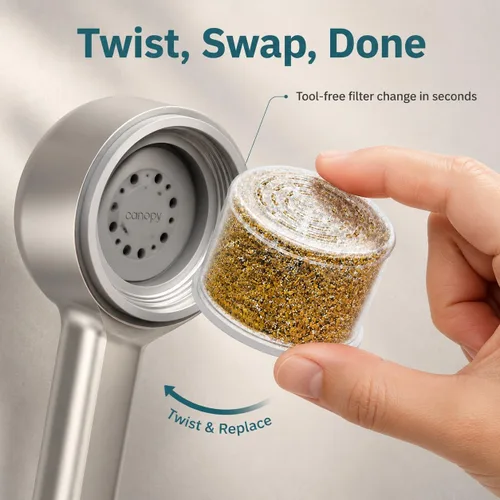Miniatura 5 de Filtro de repuesto de agua para cabezal de ducha filtrado, compatible con cabezal de ducha filtrado CANOPY para eliminar el cloro y sustancias