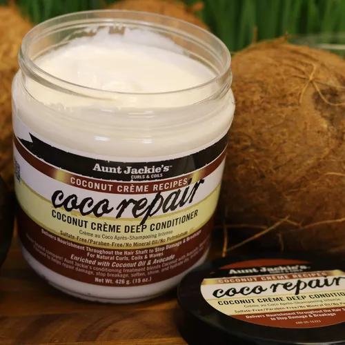 Miniatura 5 de Aunt Jackie's Recetas de crema de coco acondicionador reparador de coco para cabello profundo, proporciona nutrición, detiene el daño, la rotura