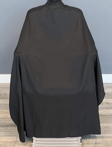 TRU BARBER Capa de peluquería de cuello de silicona, 100% poliéster, peso ligero, capa de corte de peluquería, sin logotipo 50 "x 58" (negro)