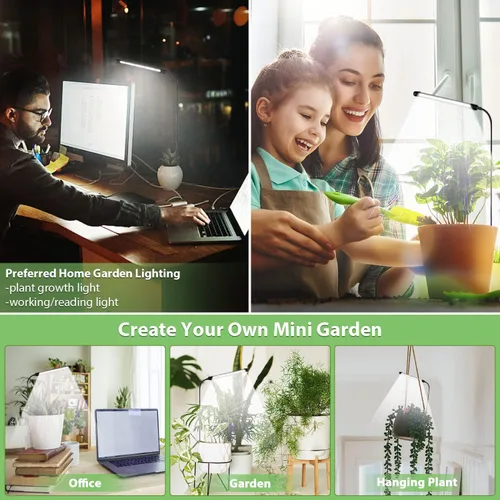 Miniatura 6 de Luz de cultivo para plantas de interior, lámpara de planta de cuello de cisne de espectro completo de 6000K para semillas, plantas suculentas