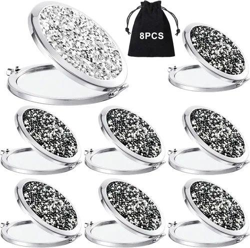 Miniatura 13 de Cindeer 48 piezas de espejo pequeño compacto plegable de bolsillo para maquillaje redondo de mano cosmético con aumento, espejo compacto