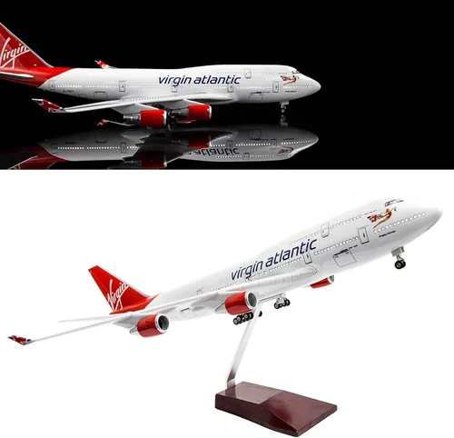 24-Hours 18" modelo a escala 1:130 Jet British Airways Virgin B747 Kits de aviones modelo pantalla avión fundido a presión con luz LED (toque o
