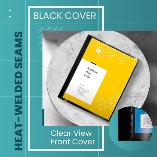 Miniatura 4 de Better Office Products Libro de presentación negro con 60 bolsillos, con cubierta frontal transparente, 120 páginas protectoras de hojas, hojas