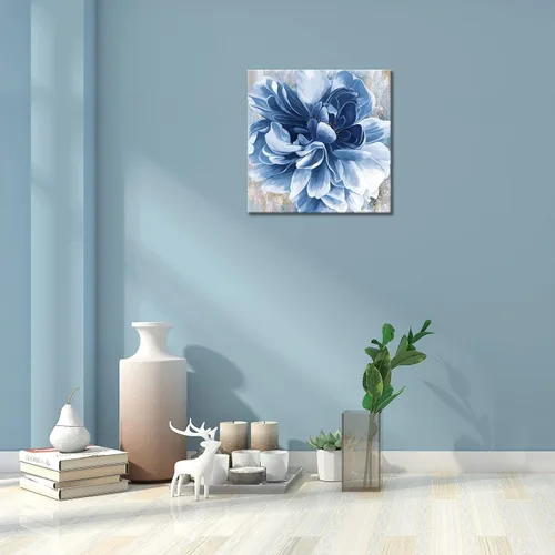 Miniatura 3 de Arte de pared de flores azules, impresión en lienzo floral azul marino, paisaje natural, arte de pared para sala de estar, dormitorio, pintura