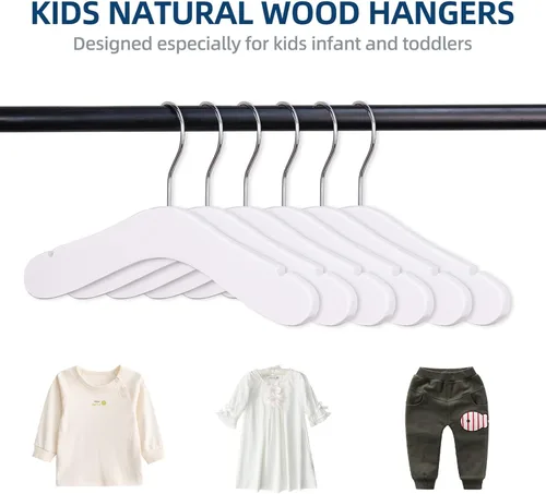Miniatura 3 de Perchas de madera para bebés y niños, 10 piezas de madera natural para niños, ropa para niños, perchas para ropa de bebé