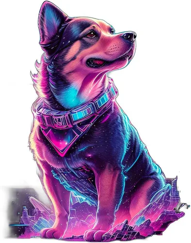 Miniatura 2 de CafePress Adorno navideño redondo de MDF de 4 pulgadas para perro futurista