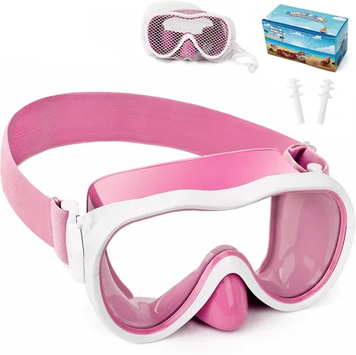 Miniatura 11 de Máscara de snorkel para niños, máscara de buceo de 180° con cubierta para la nariz, gafas de natación antiniebla para niños con correa de tela Azul