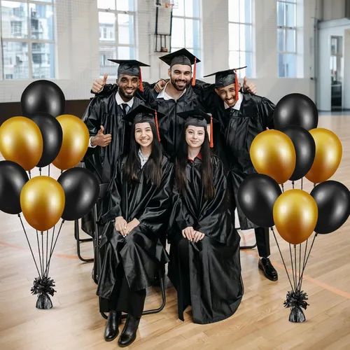 Miniatura 4 de Yunsailing 25 globos metálicos pesados con cinta iridiscente de 500 yardas, anclajes de soporte de globos de 5.3 onzas para globos de helio, Negro