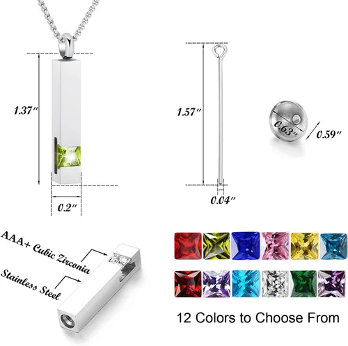 Miniatura 3 de YOUFENG collar con urna para cenizas, cubos de piedras natales, urna para cenizas humanas, collar de urna de cremación, relicario, recuerdo