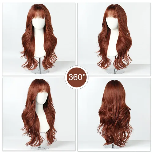 Miniatura 5 de Esmee Pelucas largas y onduladas para mujer, cabello sintético natural, resistente al calor, para uso diario y fiestas, cosplay, 24 pulgadas