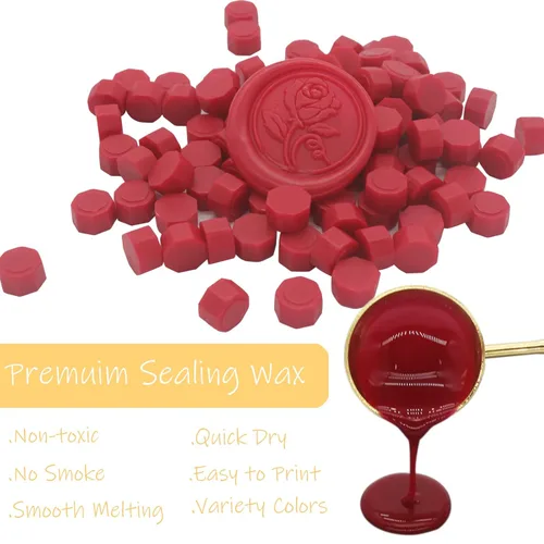 Miniatura 4 de 600 cuentas de sello de cera roja, pellets de cera de sellado premium para sellos de sellos, invitación de boda, sobre de cartas, decoraciones