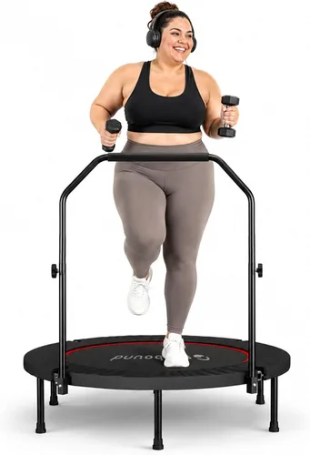 Miniatura 9 de SkyBound Rebounder Trampoline for Adults - Indoor Mini Trampoline with Bar, Fitness Rebounder with 3 Adjustable Foam Handles, Exercise Trampoline