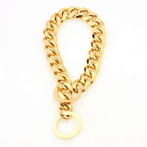 Miniatura 8 de Collar de acero inoxidable dorado fuerte de 0.591 in para perros grandes, collar de cadena de estrangulamiento para perros grandes, Pitbull Bulldog