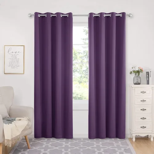 Miniatura 178 de Deconovo Cortinas opacas 100% con forro negro, cortinas con ojales aisladas térmicamente que reducen el ruido, doble capa para oscurecer