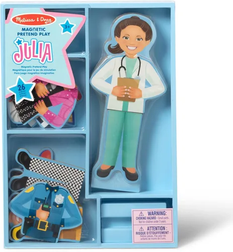 Miniatura 6 de Kit de juego de simulación muñeca magnética Julia para vestir, muñeca de madera (más de 25 piezas)