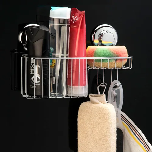 Miniatura 5 de HASKO - Estante de ducha con ventosa, estante de ducha con jabonera y organizador de ganchos, estante de baño de succión para almacenamiento, cesta