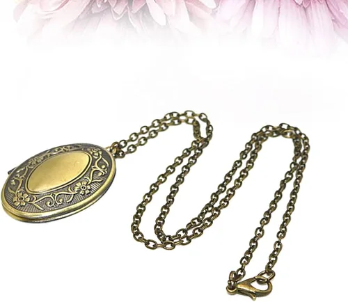 Miniatura 3 de Collar con colgante ovalado de estilo vintage con forma de medallón abierto