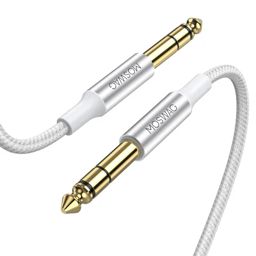 Miniatura 8 de MOSWAG Cable de audio TRS 1M, interconexión equilibrada de 1/4" a 1/4", trenza de nailon, compatible con guitarra eléctrica, bajo, mezcla