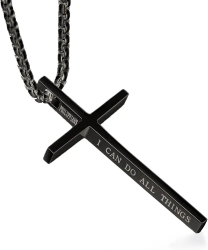 Rnivida Collar de cruz para hombres, collares de cruz cristiana 413 de Filipenses para hombres y niños, Metal, --