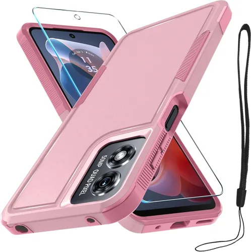 Miniatura 36 de Funda compatible con Moto G 5G 2024, cuerpo completo, resistente, resistente, a prueba de golpes, con correa de cordón, protector de pantalla