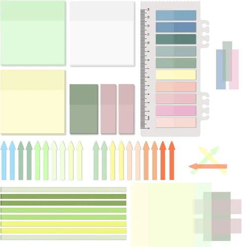 1060 hojas de notas adhesivas transparentes, pestañas transparentes y tiras resaltadoras largas, marcadores de página para libros, cintas de