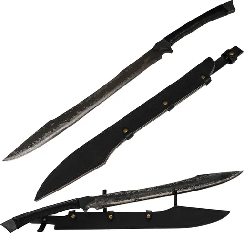 Miniatura 7 de Cuchillo machete de hoja de acero de alto manganeso para corte de árboles, resistente, full tang, para supervivencia al aire libre, caza, táctica