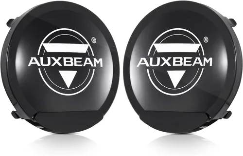Auxbeam Cubiertas redondas de luz todoterreno de 7 pulgadas, cubierta de luz negra redonda con logotipo para luces redondas de conducción