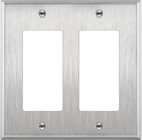 Miniatura 19 de ENERLITES Placa de pared metálica decorativa para receptáculo o interruptor, acero inoxidable 201, resistente a la corrosión, tamaño 2-Gang 4.50" x