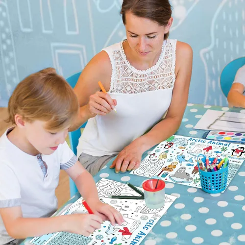 Miniatura 4 de Serencatcher 12 manteles individuales de animales árticos para colorear, manteles individuales de invierno para actividades de mesa de niños