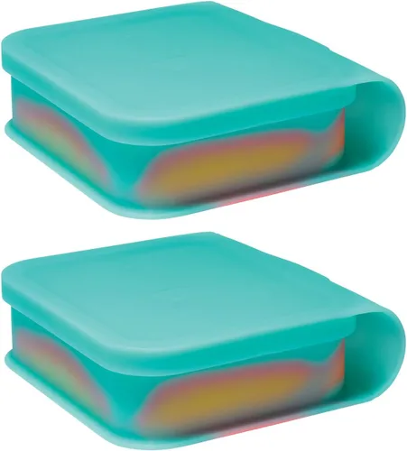 Silipint Cuenco de silicona con tapa Go Go Connected, irrompible, no tóxico, apto para lavavajillas (Aurora, 25 onzas, paquete de 2)