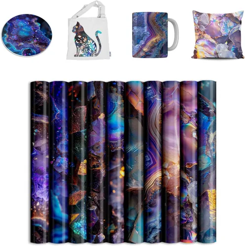 Miniatura 13 de Hojas de transferencia de sublimación para vasos, camisetas en blanco, papel de transferencia de sublimación con purpurina azul para máquina