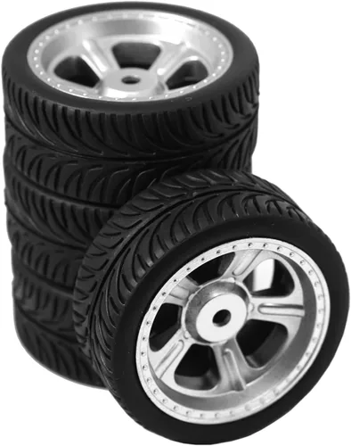 ShareGoo OD 2.55 pulgadas RC 0.472 in hexagonal de plástico llantas y neumáticos de goma para RC 1/10 On-Road Touring Racing Drift Car