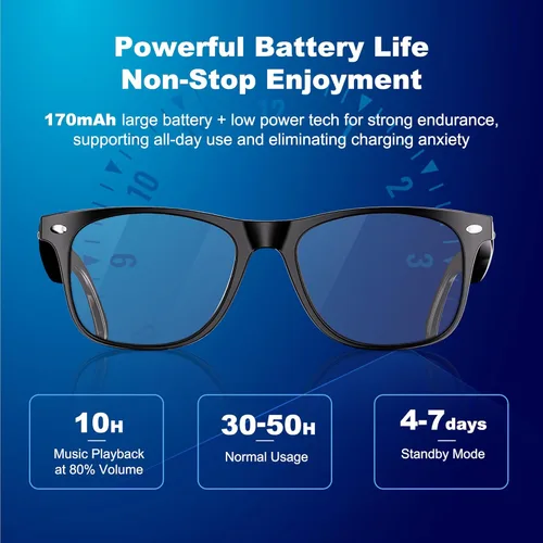Miniatura 6 de Lentes inteligentes AI para mujeres y hombres, lentes de sol Bluetooth con GPT de chat y 164 idiomas, gafas de traducción con lente de cambio