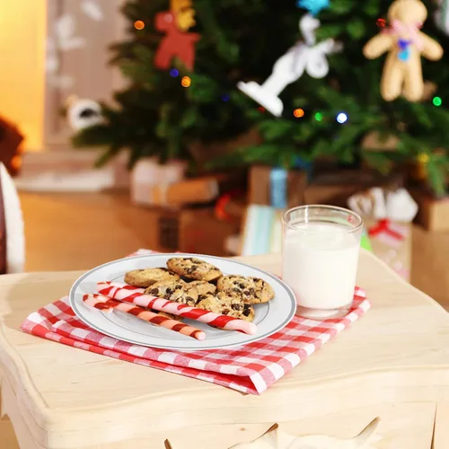 Miniatura 8 de JollyPack 100 piezas de platos desechables de plástico plateado para fiestas, incluyendo 50 platos llanos de 10 pulgadas y 50 de 7 pulgadas