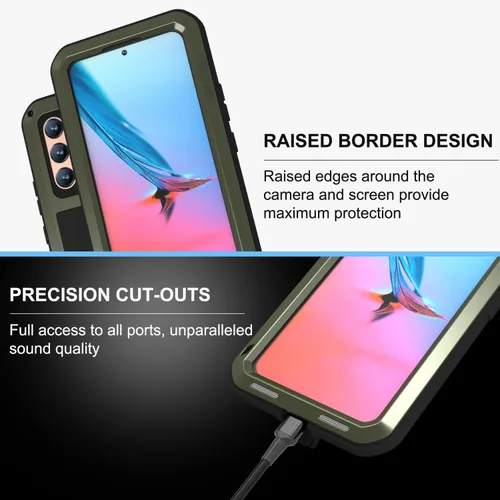 Miniatura 5 de LOVE MEI Funda militar resistente para Samsung Galaxy S22, con protector de pantalla de vidrio templado, a prueba de golpes, a prueba de polvo, a