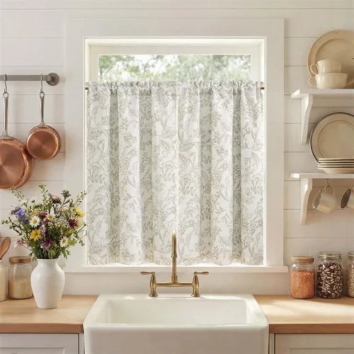 Miniatura 11 de Jinchan - Cortinas opacas del 95% para cocina estilo boho, cortinas de 24 pulgadas para cafetería, cortinas pequeñas estilo bohemio para dormitorio